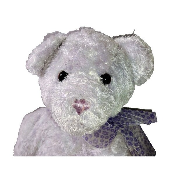 FAO Schwarz Fifth Avenue Teddy Bear Purple Pink Blue 20 Inch Soft Plush Ribbon - Picture 2 of 4